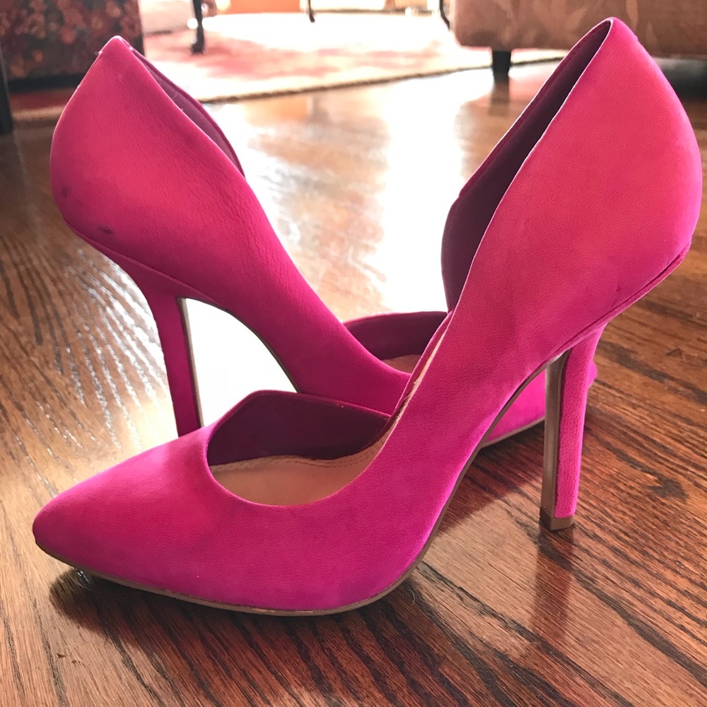 BCBGeneration Jaze D’Orsay Suede Hot Pink Heels